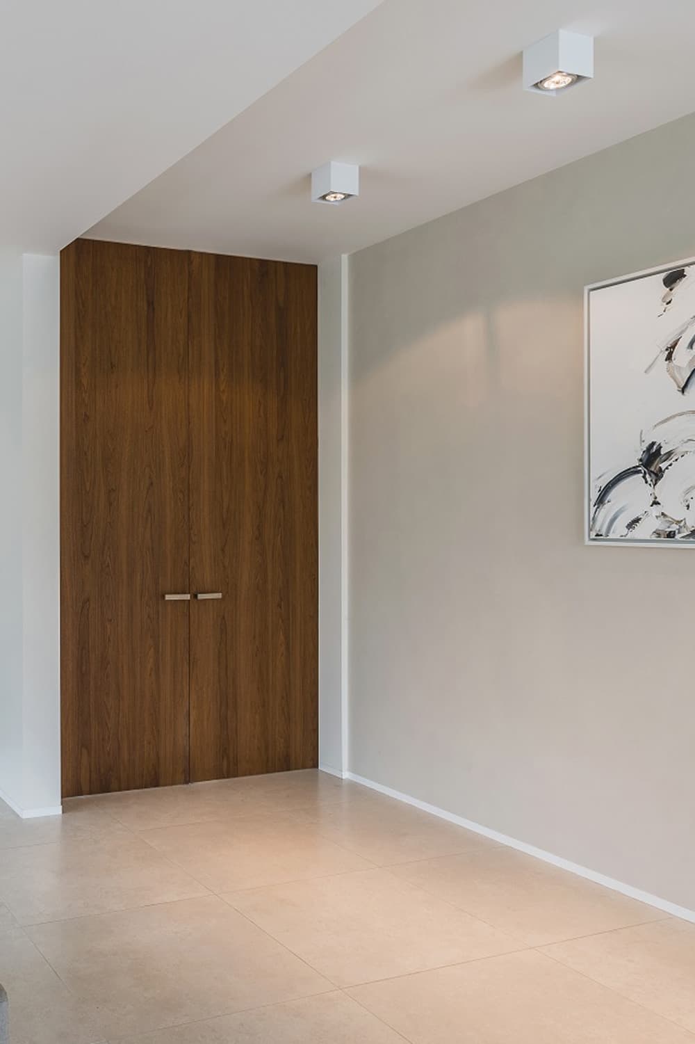 double frameless jib doors with timber veneer