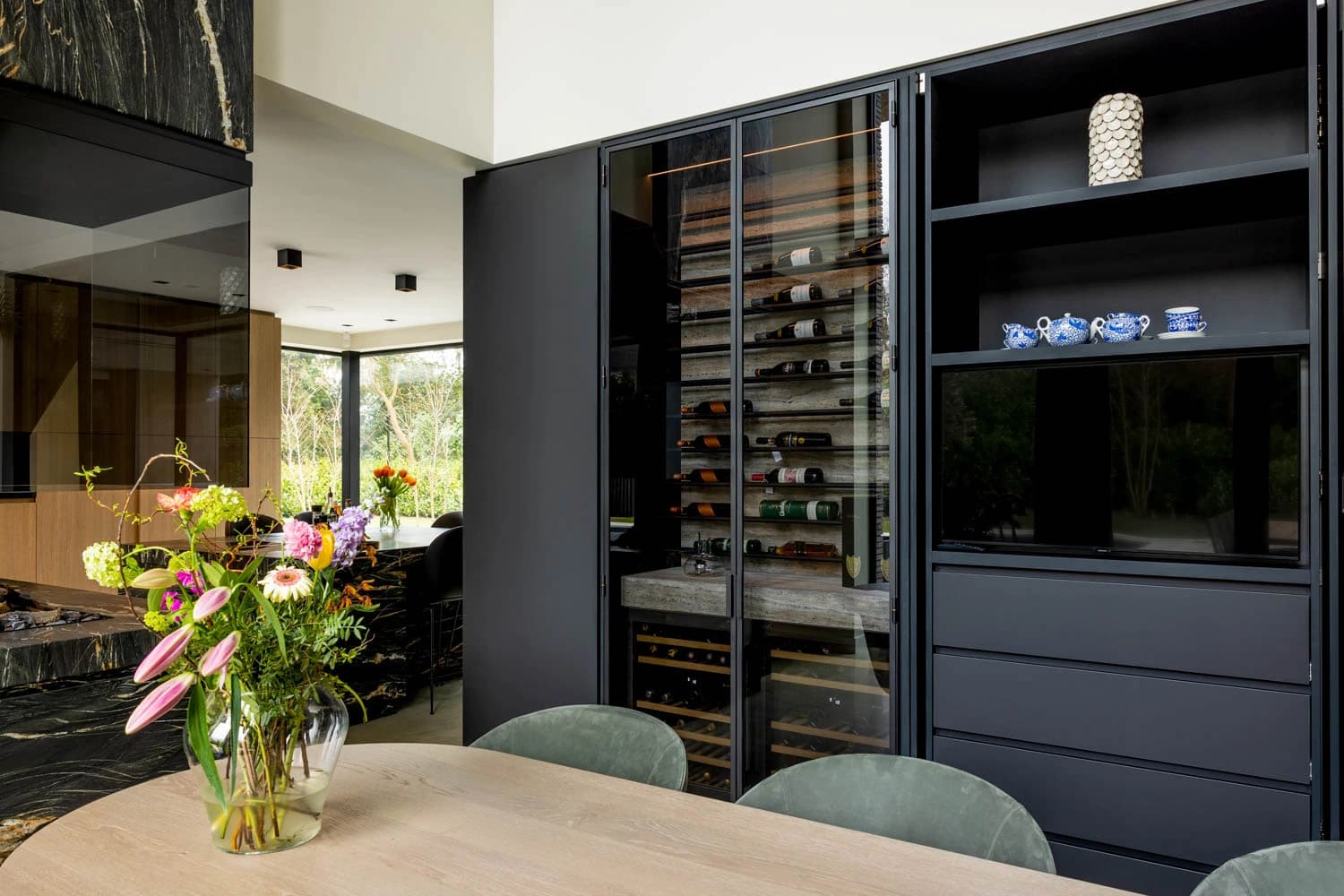 wine cabinet steel glazed doors for high-send luxury residences