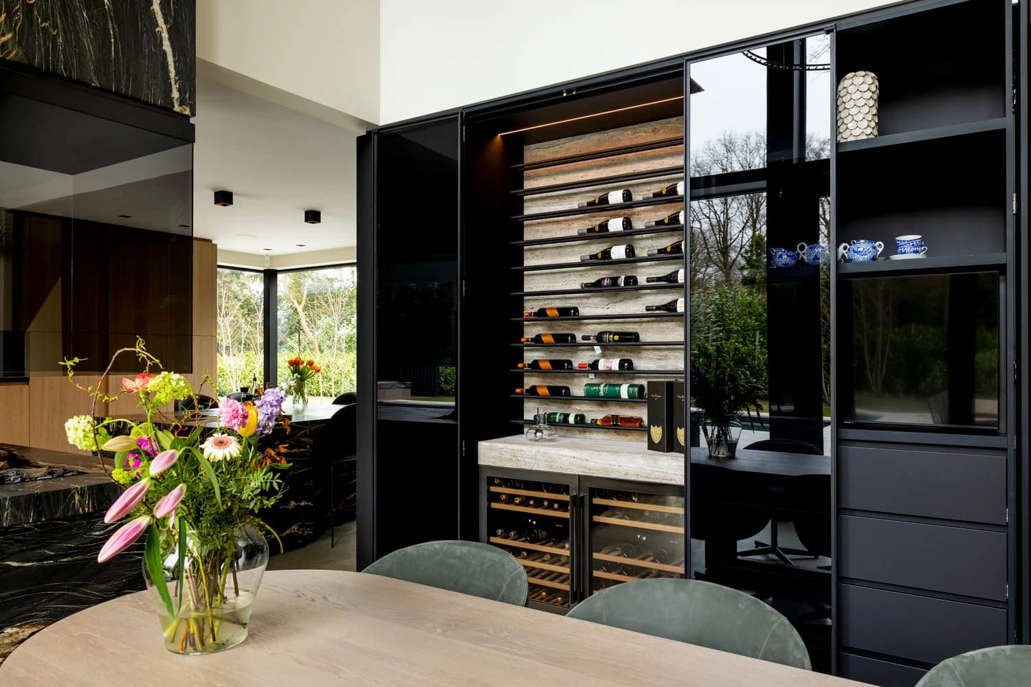 wine cabinet steel glazed doors for high-send luxury residences