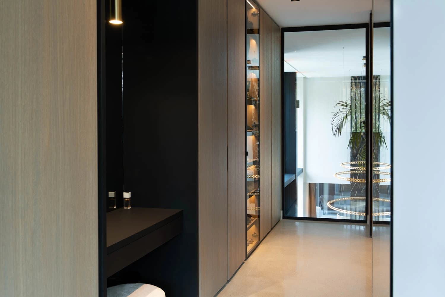 closet steel glazed door in a dressing room