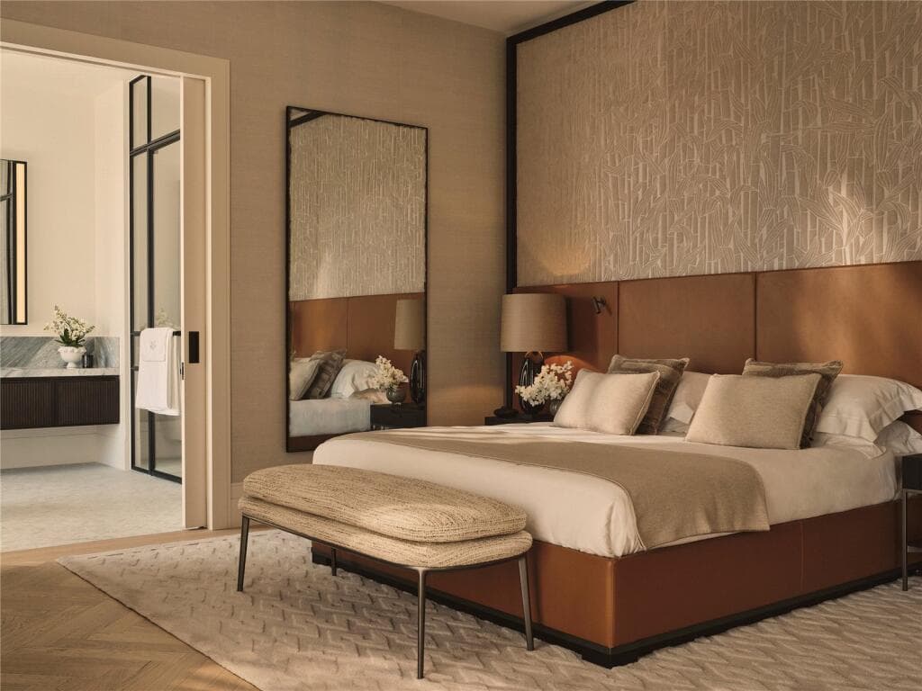 A bedroom suite at The Whiteley in Bayswater, London is a luxury high-end residential development