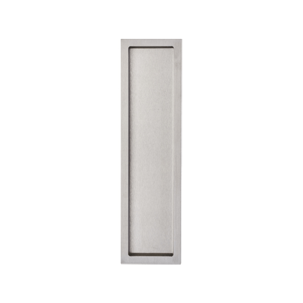 ESD1001 rectangular flush pull handle for sliding doors in a satin stainless steel finish
